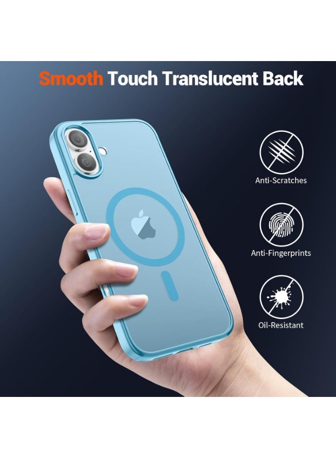 أكاليكس جراب مغناطيسي لهاتف آيفون 16 بلس [مقاوم للصدمات ونحيف] غطاء خلفي صلب شفاف غير لامع مع حماية عالية الجودة | أزرق سماوي - Image 4